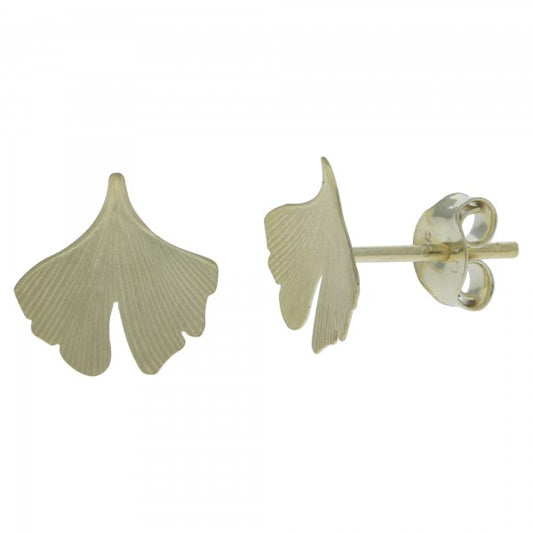 Ohrstecker 333/- Gelbgold Ginkgo Matt