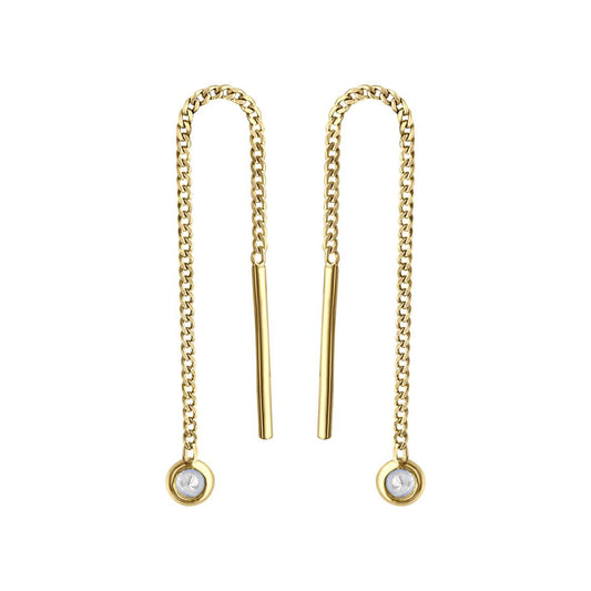 Fine pull-through earrings 333/- yellow gold zirconia