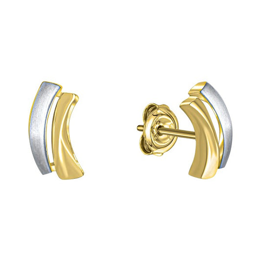 Stud earrings 585/- yellow gold 1.0cm matt/shiny