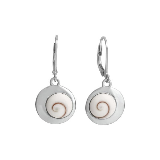 Earrings 925/- Sterling silver rhodium plated 3.0cm shell