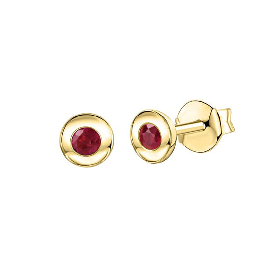 Stud earrings 375/- yellow gold 0.4cm ruby