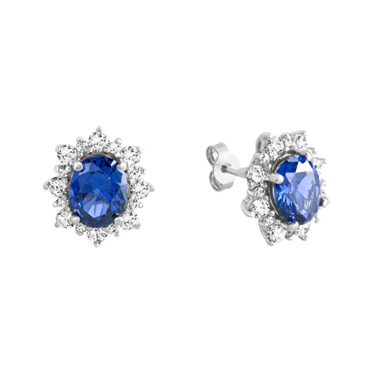 Beautiful stud earrings made of 333/- white gold 2 synthetic spinel and zirconia