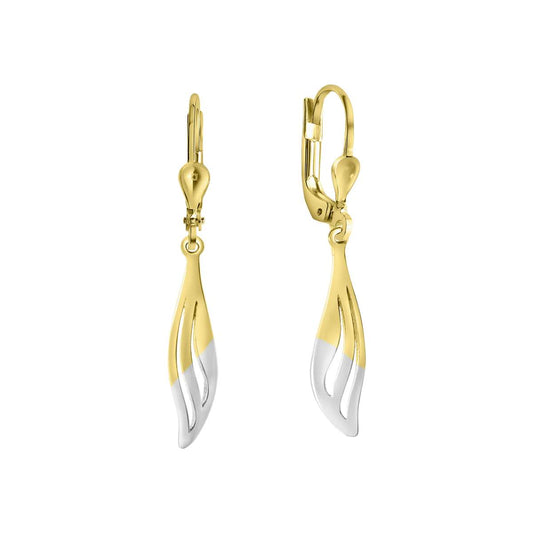 Earrings 375/- yellow gold bicolor