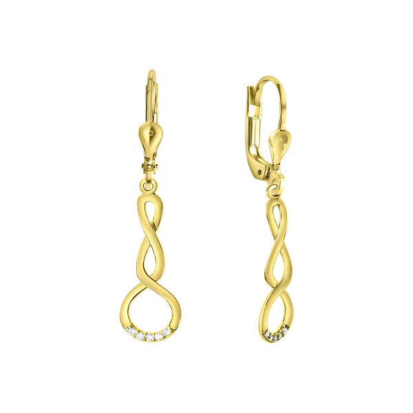 Earrings 375 yellow gold shiny with zirconia