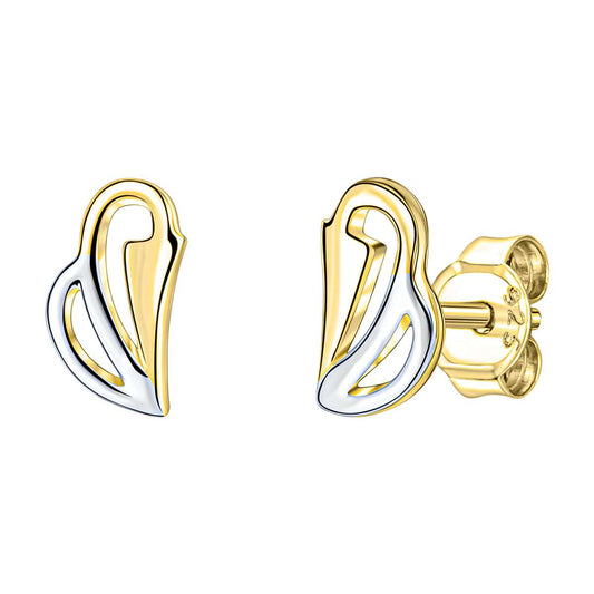 Stud earrings 375/- yellow gold bicolor shine