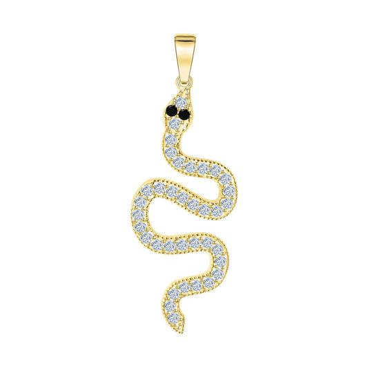 Pendant snake 375/- yellow gold shiny zirconia