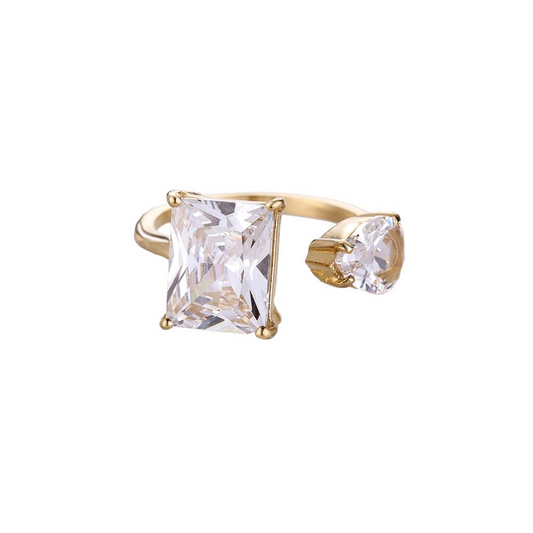 Diamonds Square Edelstahl Ring