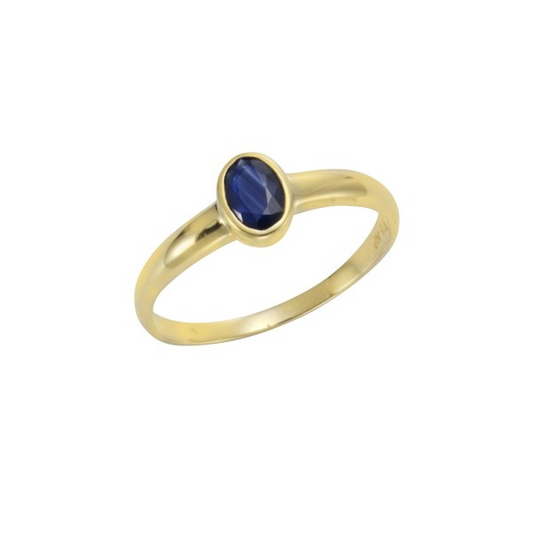 Ring 375/- gold sapphire blue shiny