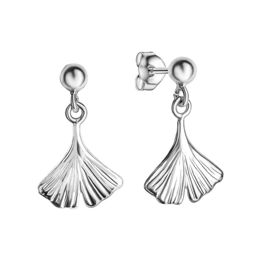 Ohrhänger Ginkgo 925/- Sterling Silber weiss 2,0cm - LUMINOSO JEWELRY