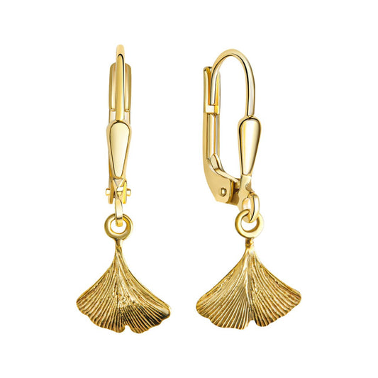 Ohrhänger Ginkgo-Blatt 333/- Gold Gelbgold 2,5cm glänzend - LUMINOSO JEWELRY