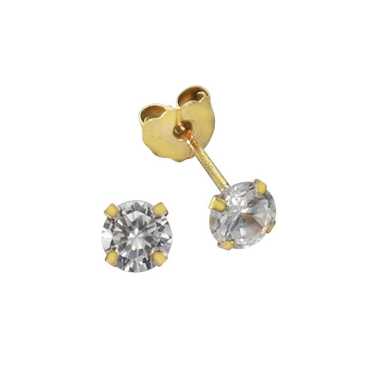 Ohrringe 333 Gold Zirkonia weiß 4mm - LUMINOSO JEWELRY