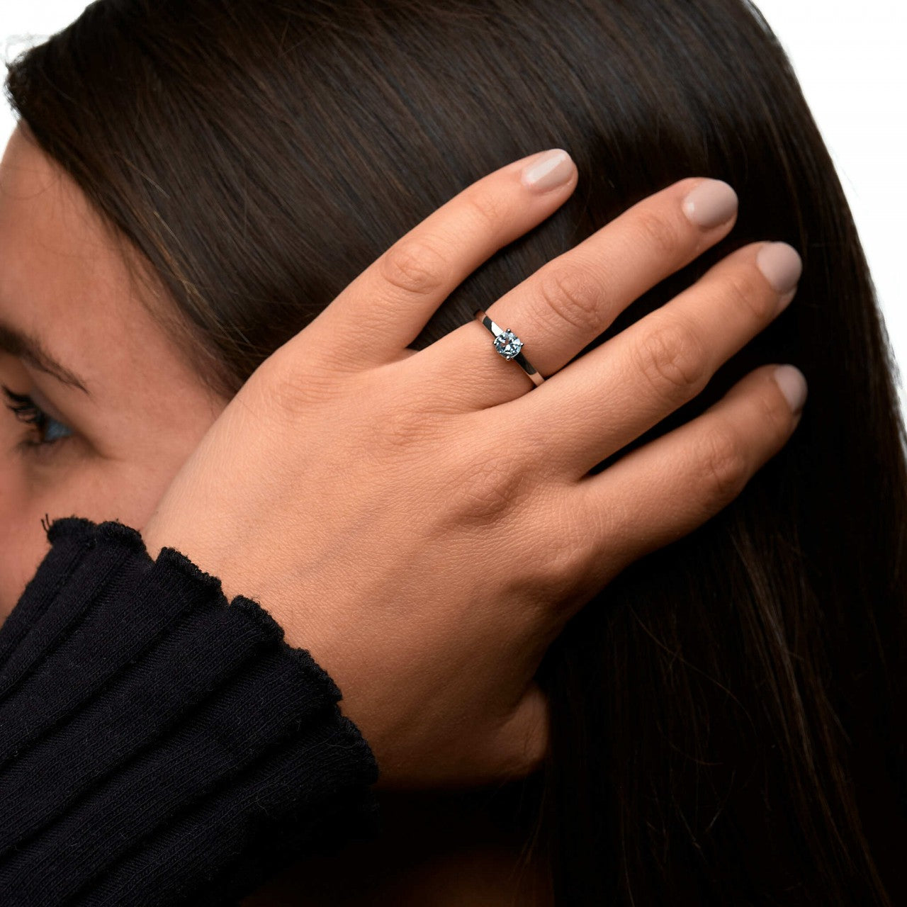 Ring 925/- Sterling Silber rhodiniert Blautopas beh.