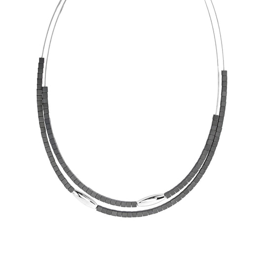 Collier Omegareif 925/- Sterling Silber + Edelstahl rhodiniert 42+5cm