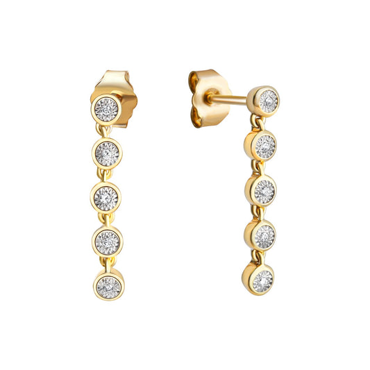 Earrings 585/- gold rhodium plated (part) 2.0cm brilliant 0.05ct