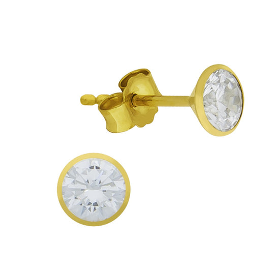 Stud earrings 375 yellow gold zirconia