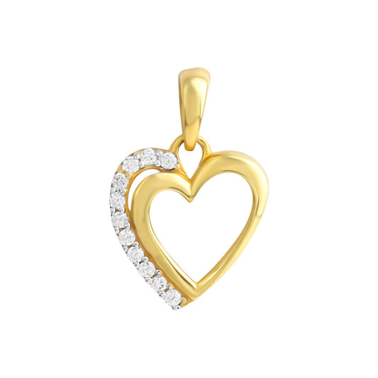 Pendant heart 333/- gold zirconia 1.6cm shiny