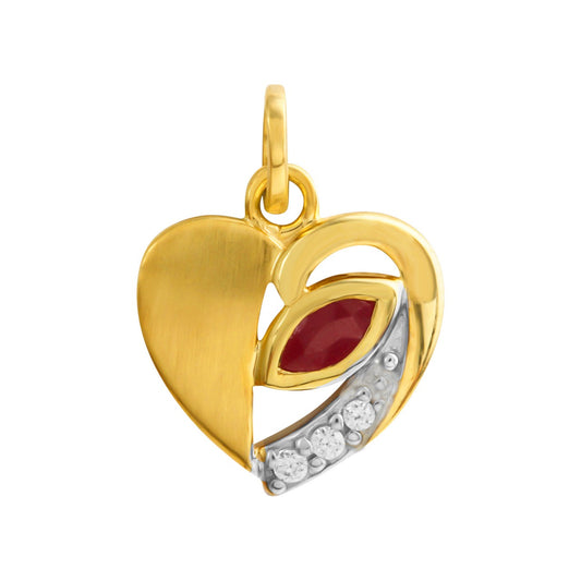 Pendant heart 333/- gold ruby ​​1.6cm matt/gloss