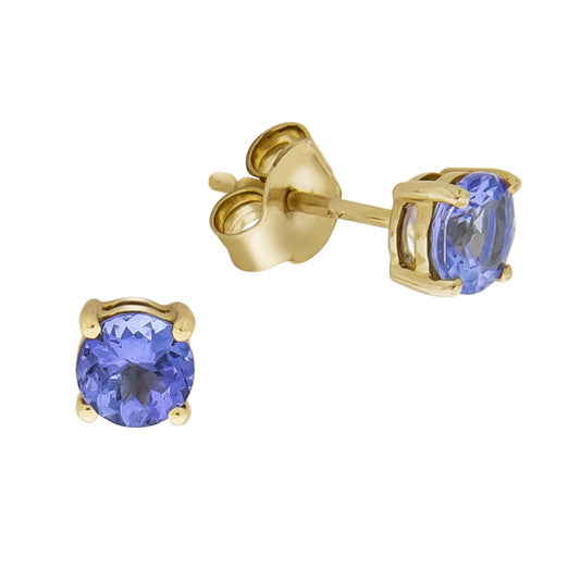 Stud earrings 375 yellow gold with tanzanite