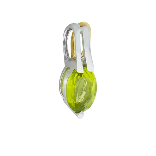 Pendant 375 yellow gold/white gold with peridot