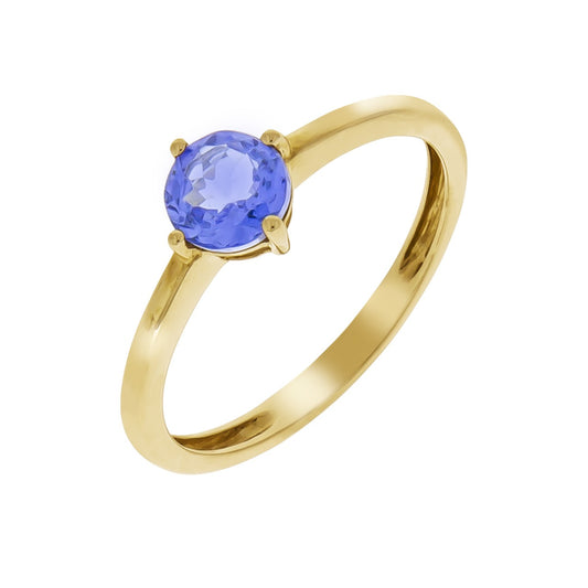 Ring 375 yellow gold with tanzanite