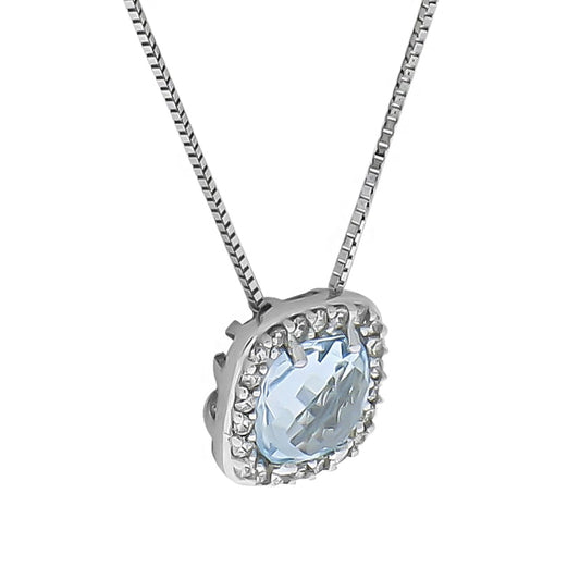 Pendant 375 white gold with 1 topaz and zirconia