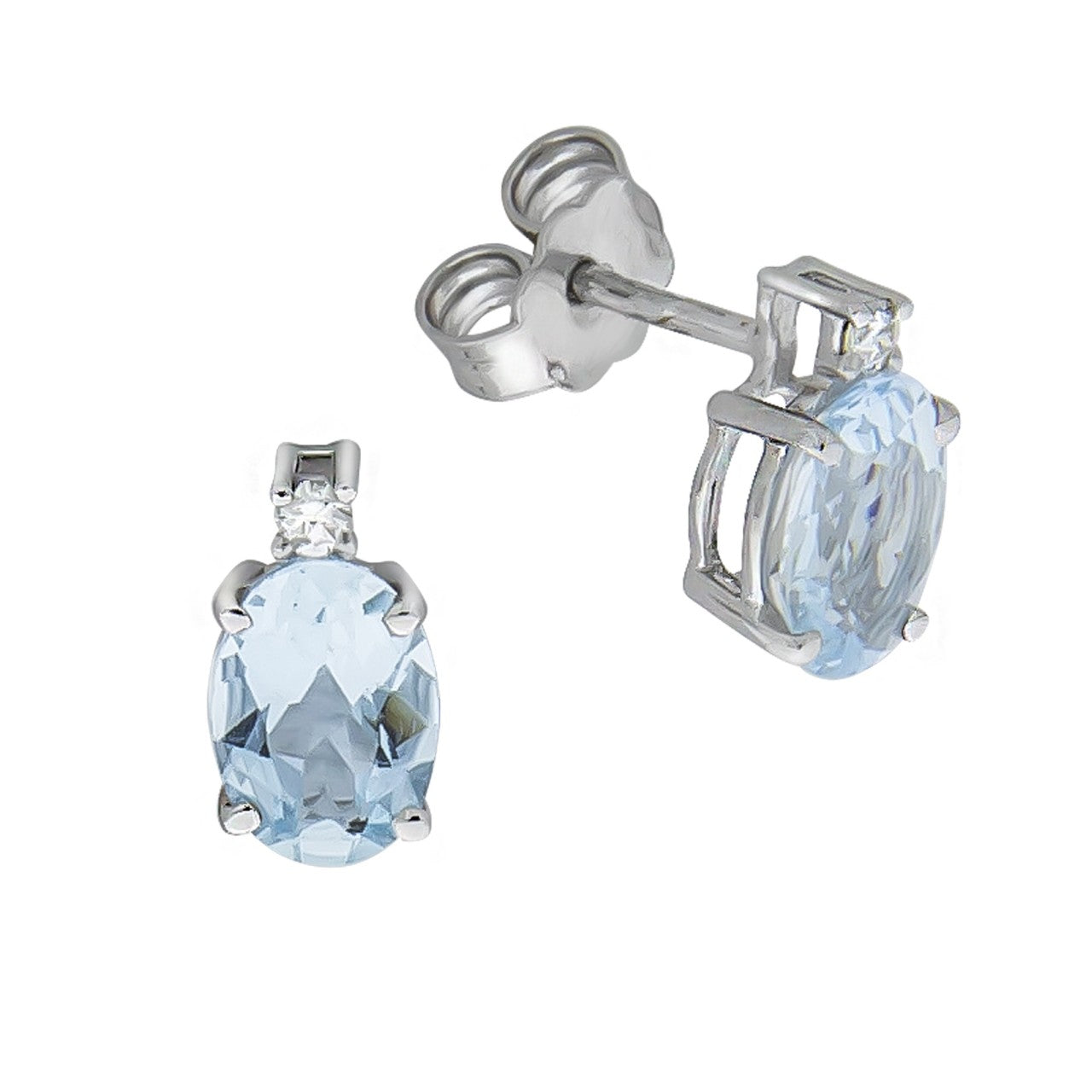 Stud earrings 375 white gold with aquamarine