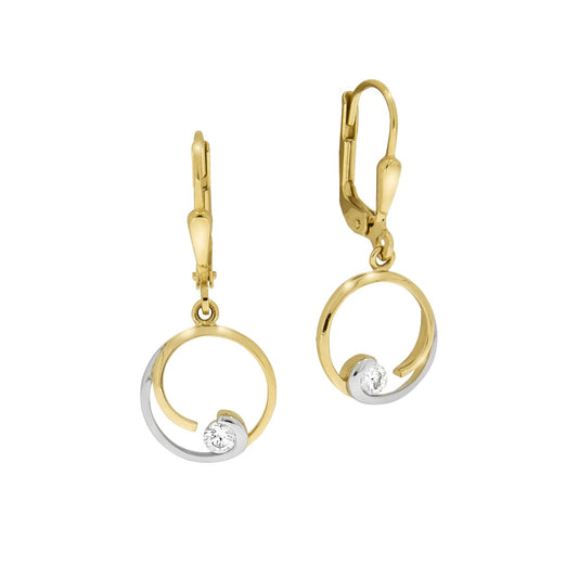 Earrings 333/- gold zirconia white 2.7cm shiny