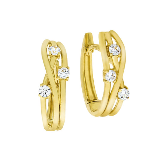 Folding hoop earrings 333/- gold 1.4cm zirconia