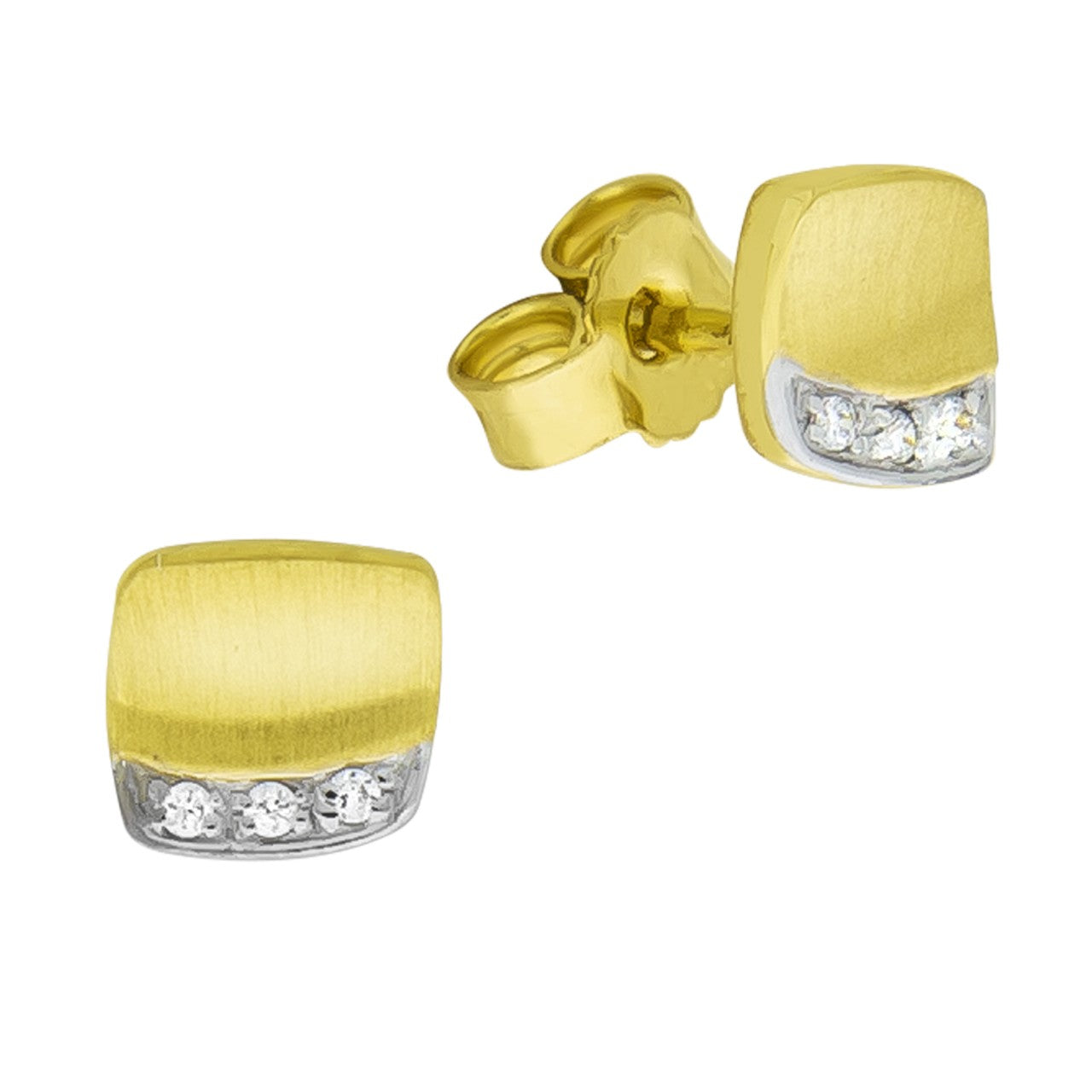 Stud earrings 333/- gold zirconia white 0.6cm matt