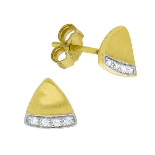 Stud earrings 333/- gold rhodium plated (part) 0.6cm zirconia