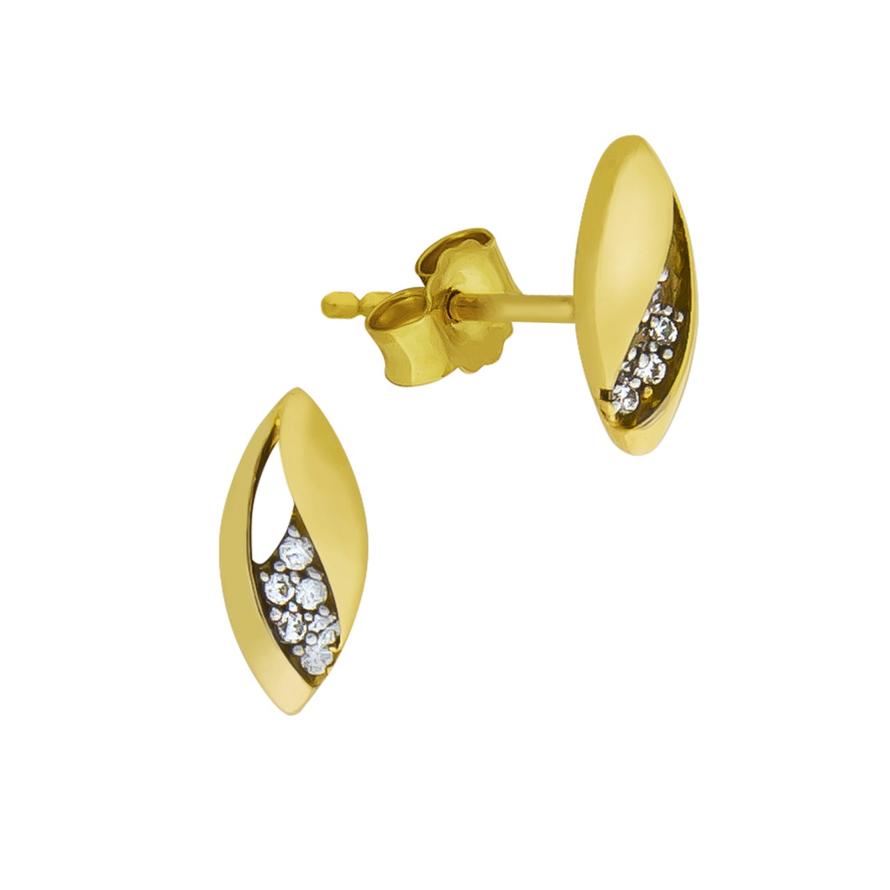 Stud earrings 333/- gold 0.9cm zirconia