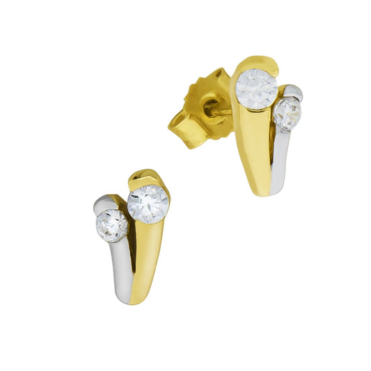 Stud earrings 333/- gold zirconia white 0.9cm shiny