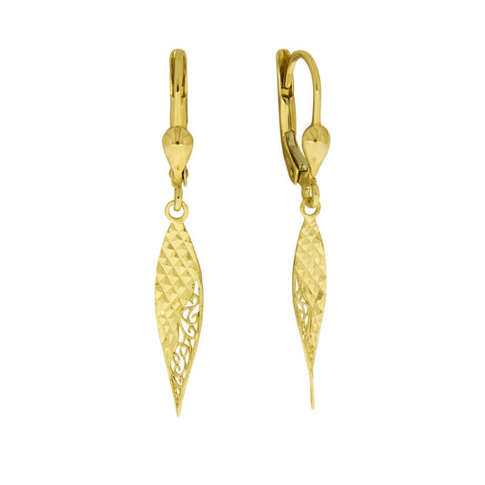 Earrings 375 yellow gold diamond-coated surface