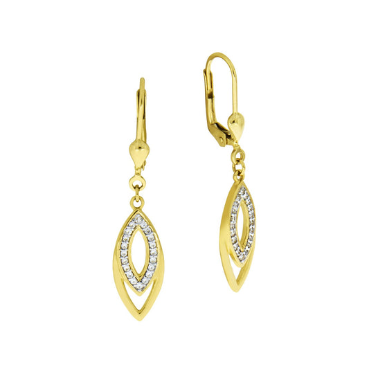 Earrings 375 yellow gold bicolor