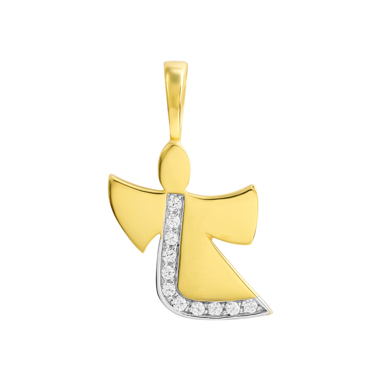 Angel pendant 333 yellow gold bicolor zirconia 1.9cm shiny