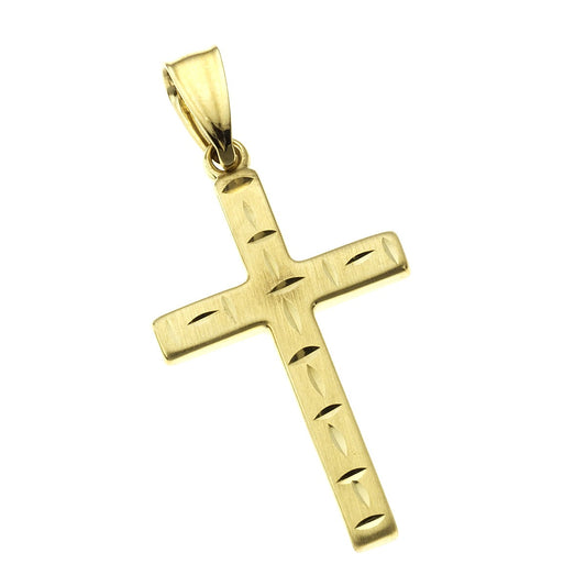 Cross pendant made of 333 yellow gold with diamonds