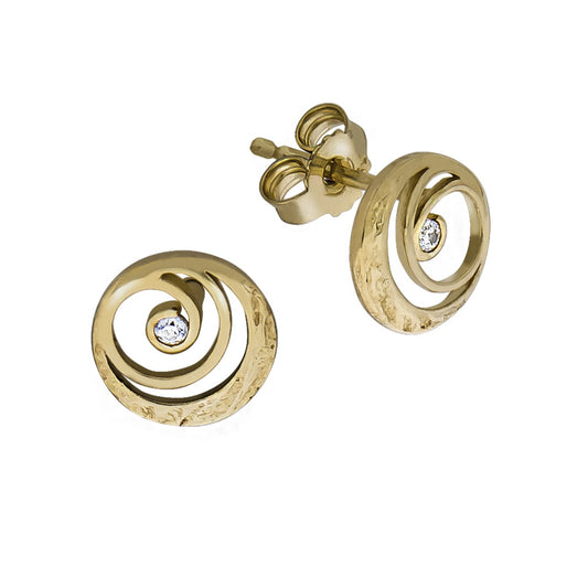 Stud earrings 333/- gold 0.9cm zirconia