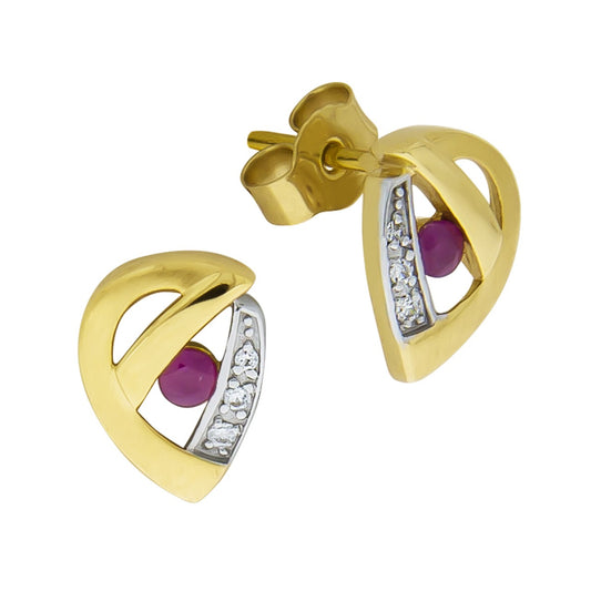 Stud earrings 333/- yellow gold 1.0cm ruby