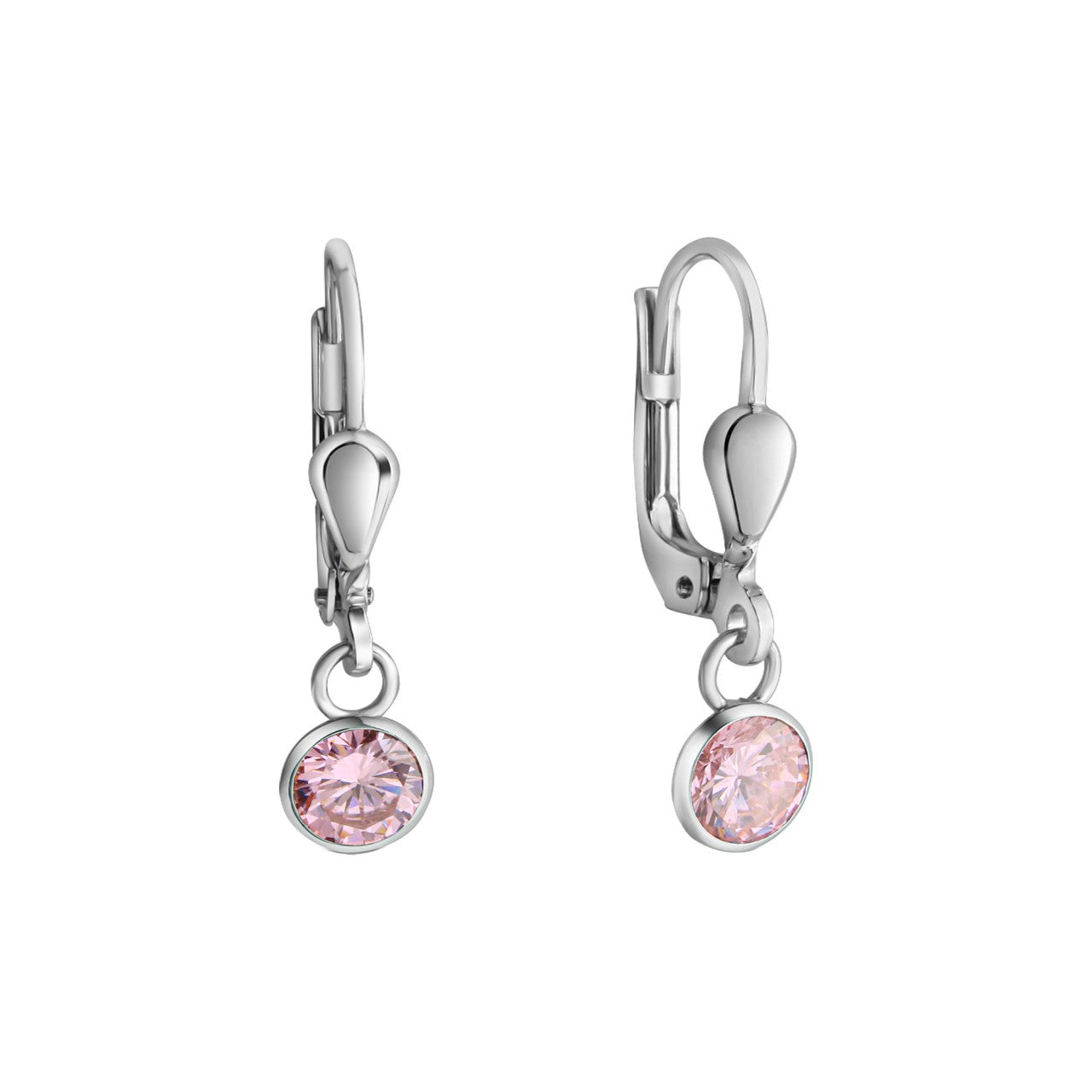 Ohrhänger 925/- Sterling Silber rhodiniert 2,2cm Zirkonia pink