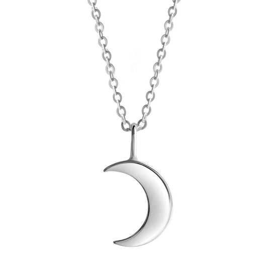 Anhänger Mond mit Kette Ankerkette 925/- Sterling Silber weiss 45cm