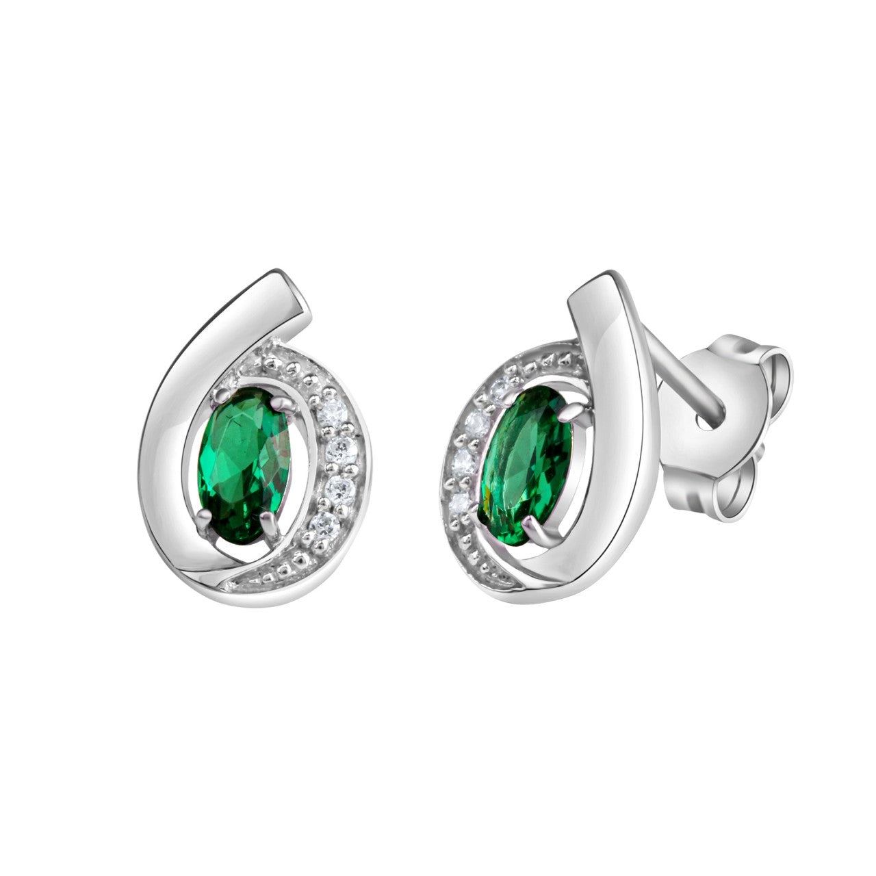 925 sterling silver rhodium-plated synthetic emerald and zirconia