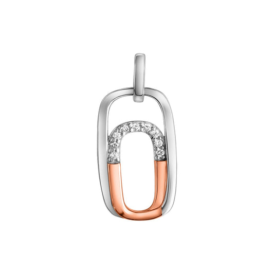 925 sterling silver rhodium-plated, partially rose gold-plated zirconia