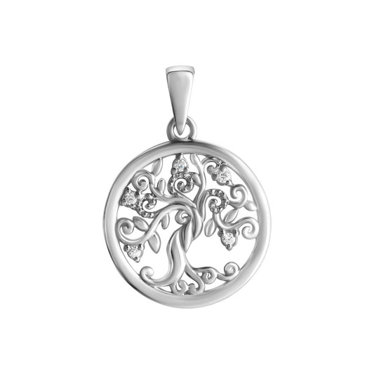 Anhänger 925/- Sterling Silber rhodiniert 2,5cm Zirkonia Lebensbaum