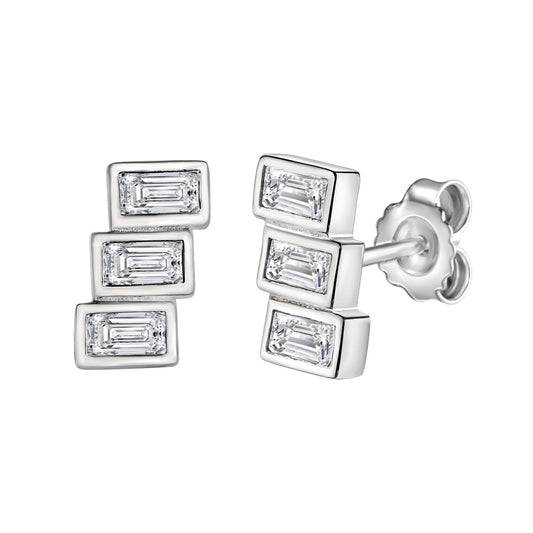 Ohrstecker 925/- Sterling Silber rhodiniert 1,0cm Zirkonia