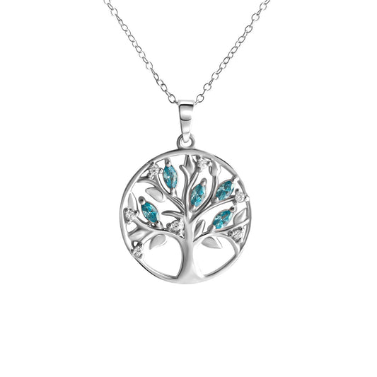 925 sterling silver rhodium-plated zirconia tree of life