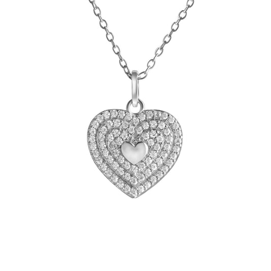 Anhänger mit Kette Ankerkette 925/- Sterling Silber rhodiniert 42+3cm Zirkonia