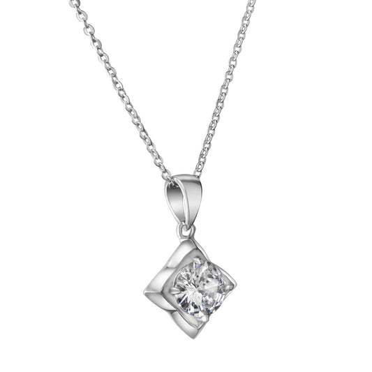 Anhänger mit Kette Ankerkette 925/- Sterling Silber rhodiniert 45cm Zirkonia