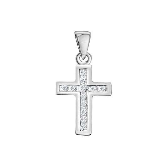 Anhänger Kreuz 925/- Sterling Silber rhodiniert 2,3cm Zirkonia