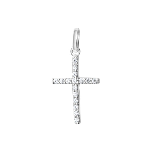 Anhänger Kreuz 925/- Sterling Silber rhodiniert 2,3cm Zirkonia