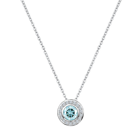 Collier 925/- Sterling Silber rhodiniert Blautopas und Weißtopas